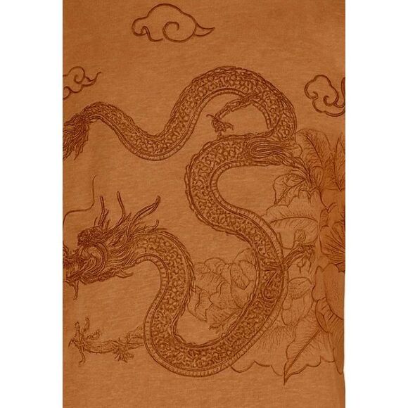 Blind Rooster Dragon Embroidered Brown Crewneck Sweatshirt Small Cotton Blend Un - Picture 3 of 6